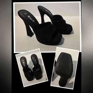 SHEIN Black Open-Toe Platform Heels